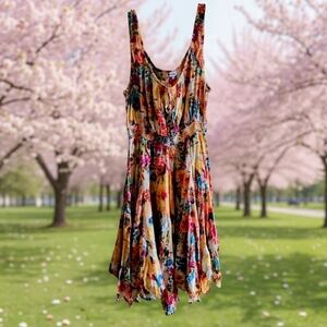 L🌸Boho Floral Water Color Sundress in Multicolor Floral Print